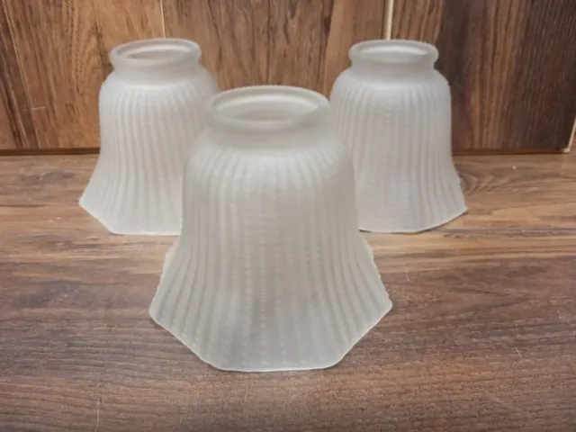 Vintage 3 pc Frosted Hobnail Bell Shaped Light Shade Fan Replacement Glass