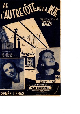 Partition Cht Gt Acc 1945 L'accordéoniste PIAF EMER Renée LEBAS java de M 