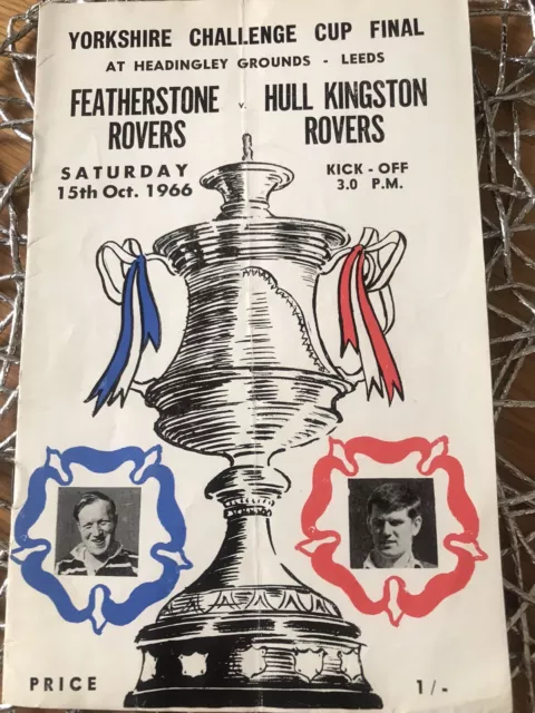 HULL KR V FEATHERSTONE ROVERS YORKSHIRE CUP FINAL 1966 RUGBY PROGRAMME 15th OCT