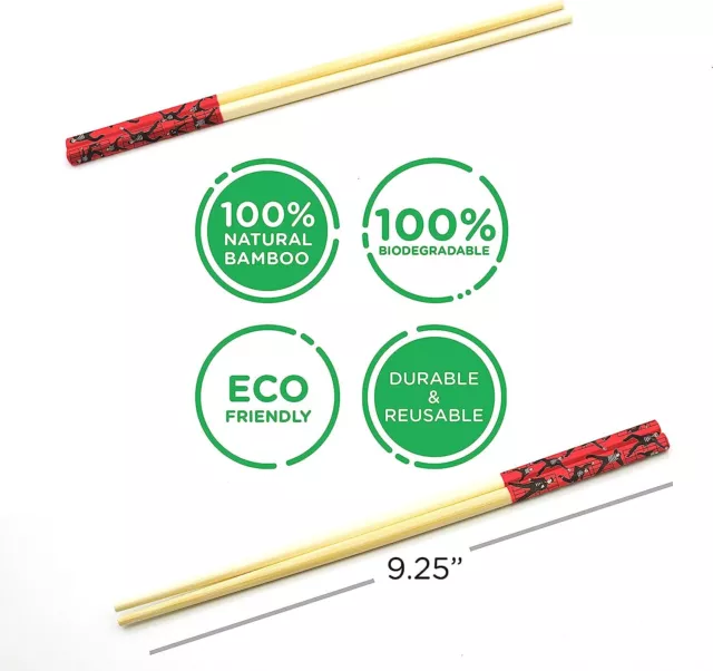 GAMAGO Elvis Bamboo Chopsticks Set – 4 Pair of Adorably Cute Reusable Chop-Stick 3