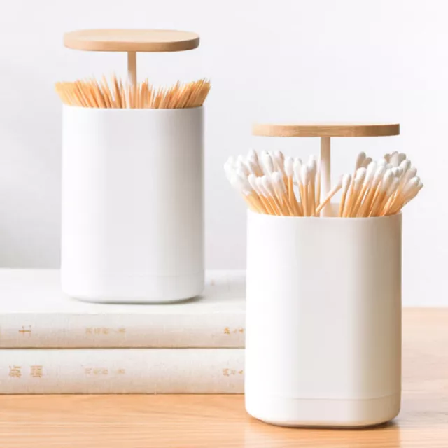 Toothpick Box Cotton Swabs Holder Tooth Pick Automatic Dispenser Press Swabs Box