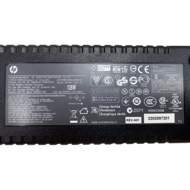 Genuine HP 135W AC DC Adapter for Pavilion Laptop DV7 Series 19.5V 6.9A Charger 2
