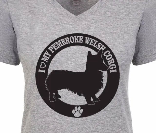 I LOVE My Pembroke Welsh CORGI Pet Dog Paws Fur Baby BFF Women's V-Neck T-Shirt