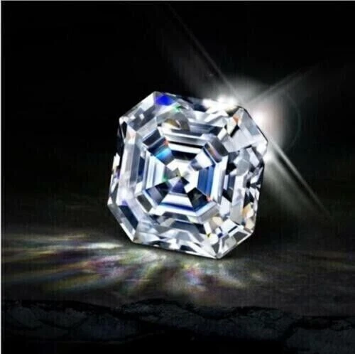 1 Ct Asscher Cut White Mossanite Diamond Natural VVS1 D Grade Certifié