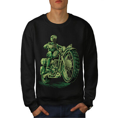 Wellcoda Biker Bike Death Skull Mens Sweatshirt,  Casual Pullover Jumper