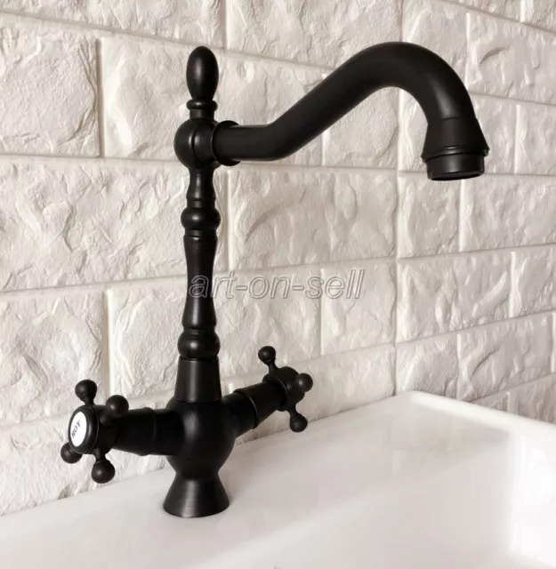 Oil Rubbed Brass Deck Mount Swivel Bathroom Kitchen Basin Mixer Tap Sink Faucet