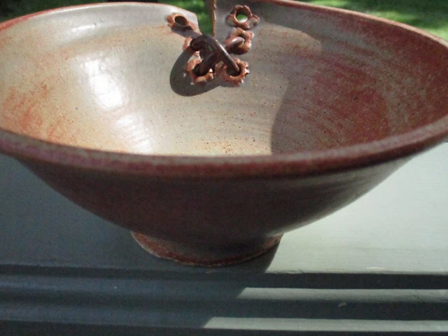 Studio Art Pottery Serving Bowl Hand Thrown Ombre Signed Oriental Rice Noodles