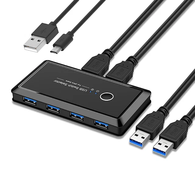 USB 3.0 Switcher Selector 2 Computers Sharing 4 USB Devices KVM Switch Hub Adapt