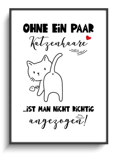 Lustiges Wandbild A4 Katzenhaare Deko Wohnung Zimmer Geschenk Haus Poster Spruch