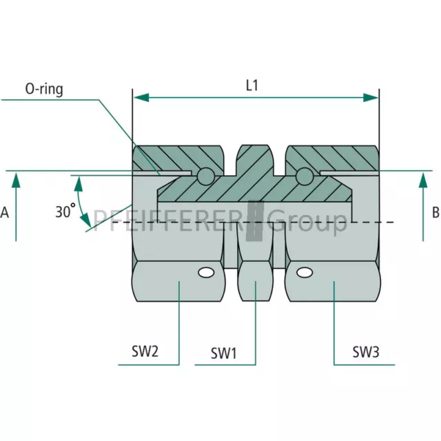 GRANIT 5Stk. BSP / NPT Adapter Gerader Adapter IG-IG GA 1/2 FS-BSP x 3/4 FS-BSP 2