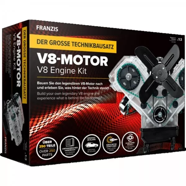 V8 Motor Lernpaket zum selber Bauen Sportwagen Bausatz Modellbau Franzis Verlag