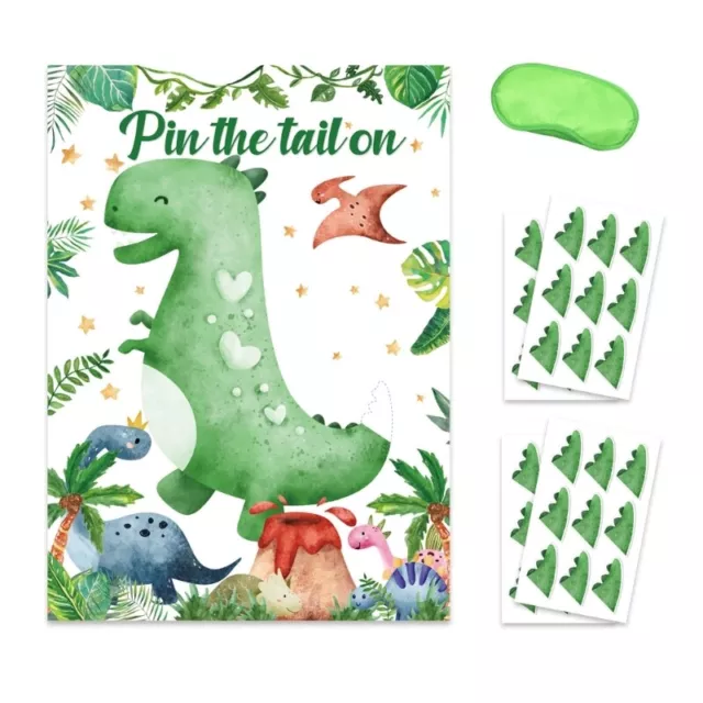 Colorful Birthday Game Tail on the Poster Pin the Tail on the Dinosaur