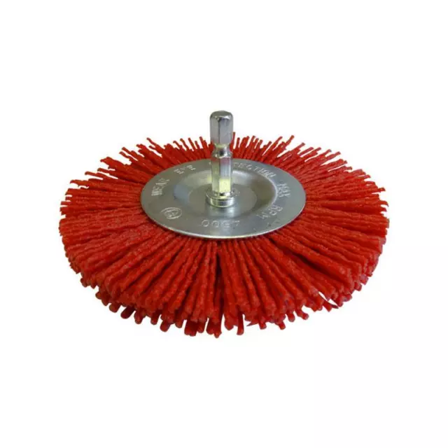 Josco 100mm Abrasive Nylon Wheel Brush Red JAW100R Plastic Wood Steel Aluminium