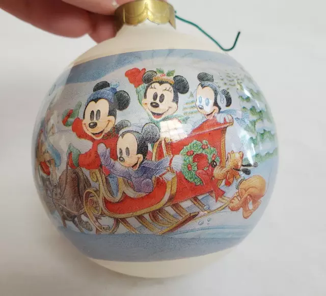Disney Store Mickey's Winter Wonderland Christmas Ornament Sleigh Vintage 1996