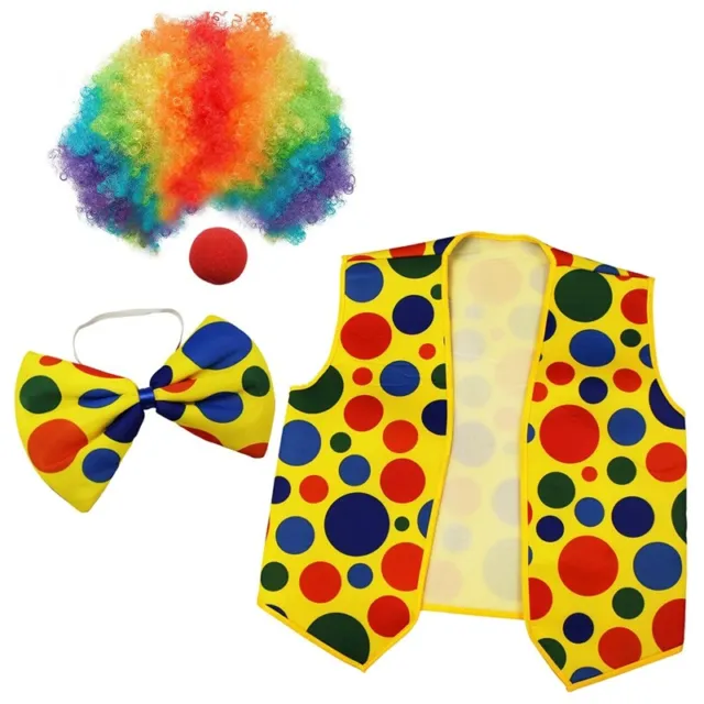 2X(Lot de 4 Costume de Clown-Clown Nez Clown Perruque Noeud Papillon et Gil4386
