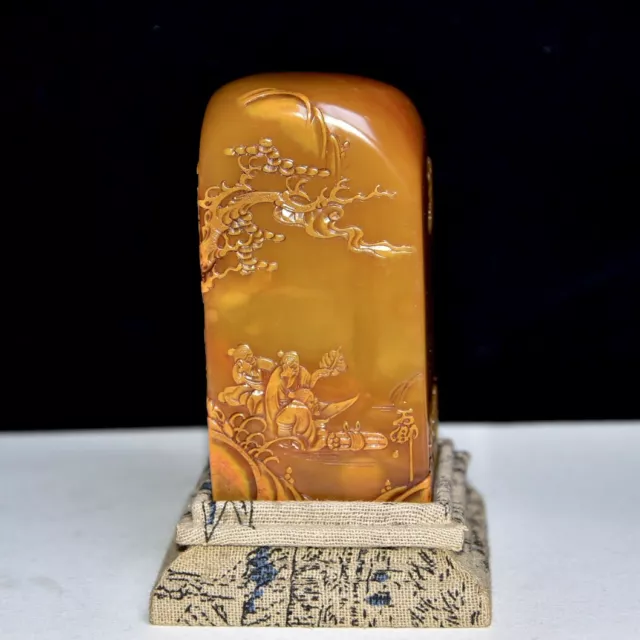 Chinese Exquisite Handmade Figures Landscape carving Shoushan Stone Statue Seal