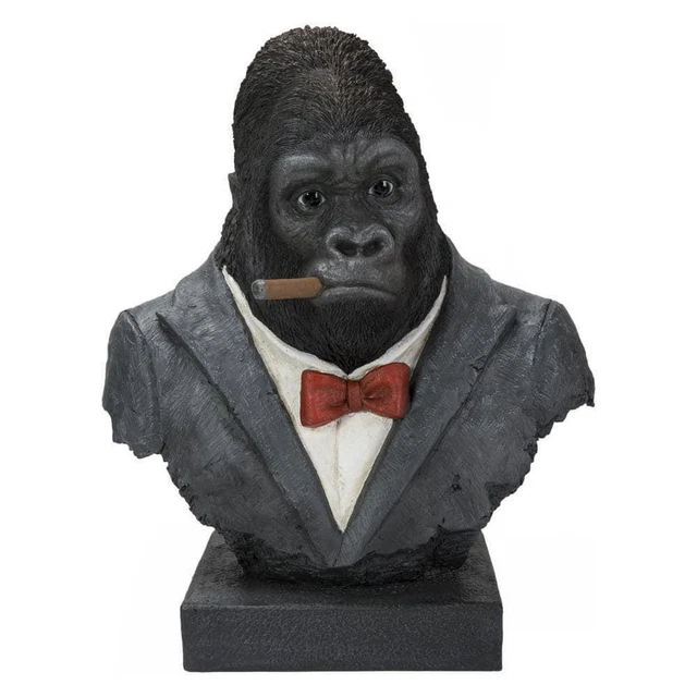 HI-LINE GIFT LTD. Garden Statue Gorilla Head 18.7" H, Free standing Resin Black