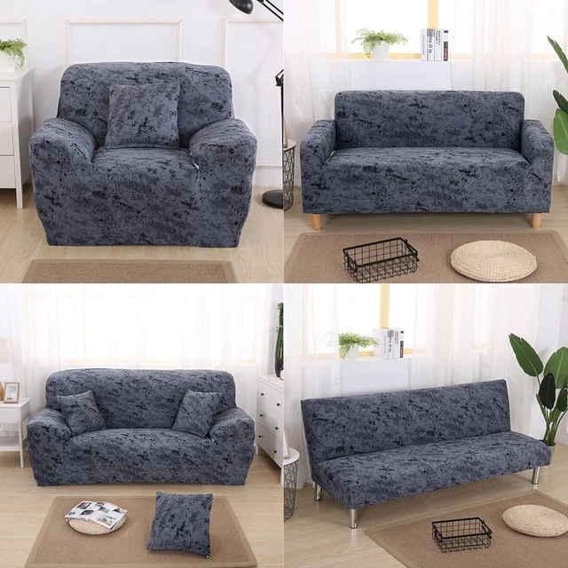 Housse De Clic-clac Sans Accoudoirs - Extensible élastique Grise 180-210 Cm
