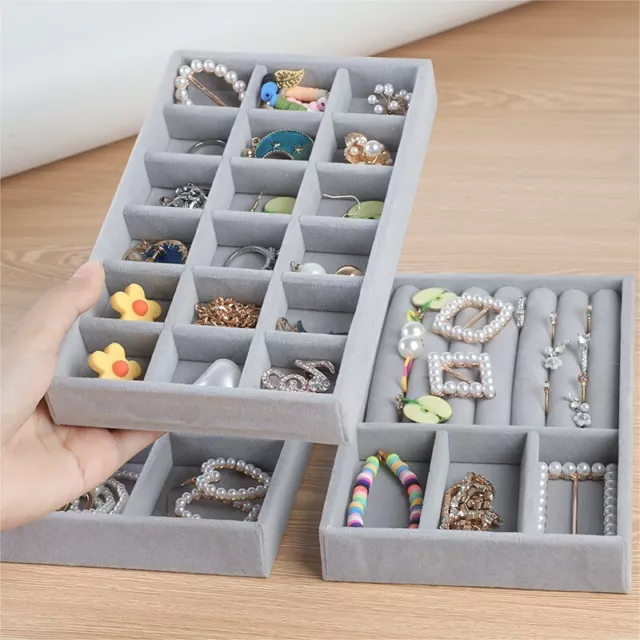 Velvet Jewelry Ring Earring Display Organizer Box Tray Holder Storage Case DIY- 2