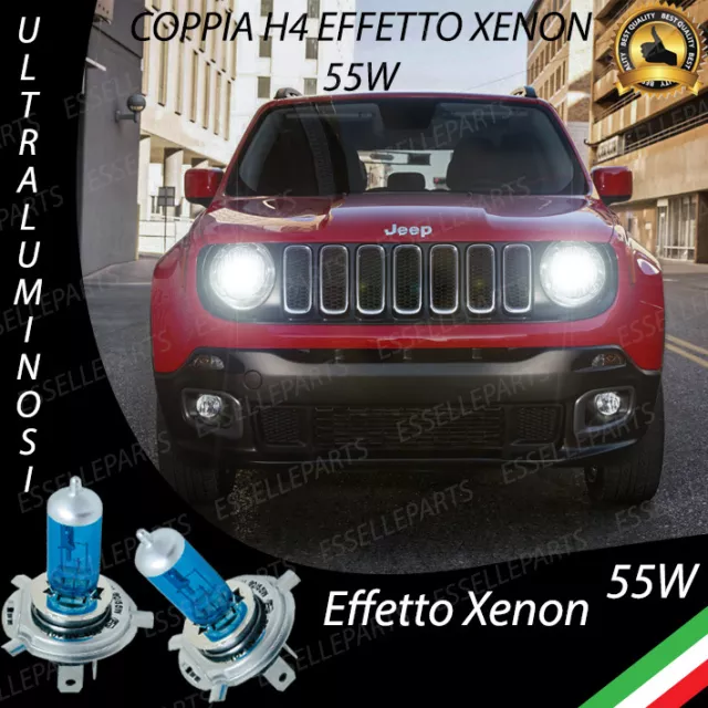 Coppia Lampade Lampadine H4 Blue Jeep Renegade Effetto Xenon Bianco