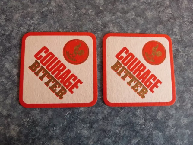 (2X) Vintage Courage Bitter Beer Coasters / Mats