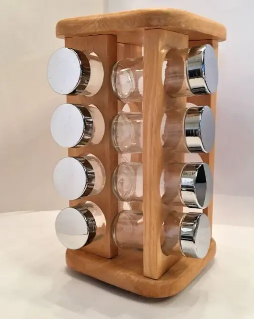 VINTAGE M. KAMENSTEIN Wooden 16-Jar Revolving Spice Rack Carousel; Jars  Included $29.95 - PicClick