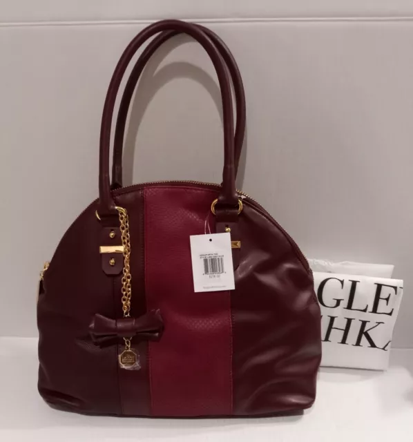 Badgley Mischka Belle Handbag in Burgundy Leather NWT