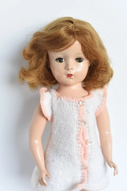 13 1/2" Vintage Hard Plastic Strung Doll marked MADE IN USA (C)