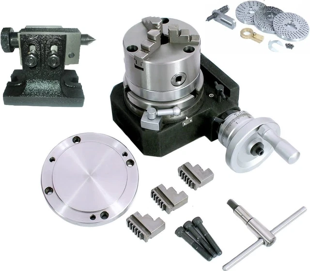 HV4, 110MM Rotary Table+100 mm 3 Jaws chuck with jaws+Back Plate+ Dividing Plate HV4, 110MM Rotary Table+100 mm 3 Jaws chuck with jaws+Back Plate+ Dividing Plate
