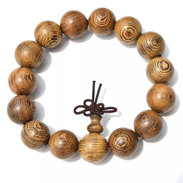 15mm Wood Tibet Buddha Buddhist Prayer Beads Bracelet Mala Bangle Wristband_bj
