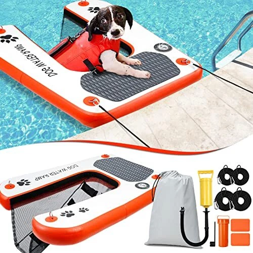 INFLATABLE DOG POOL Ladder Water Ramp, Floating Dog Ramp for Pool,Dock