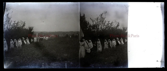 Famille Amateur c1920 Photo NEGATIVE Stereo Plaque de verre PL28L2n3 Vintage 