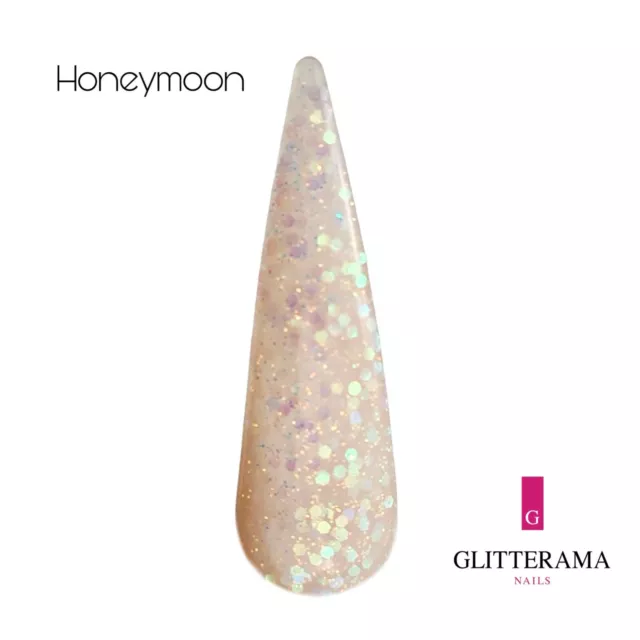 HONEYMOON Coloured Acrylic Powder Glitterama Nails glitter white wedding sparkle