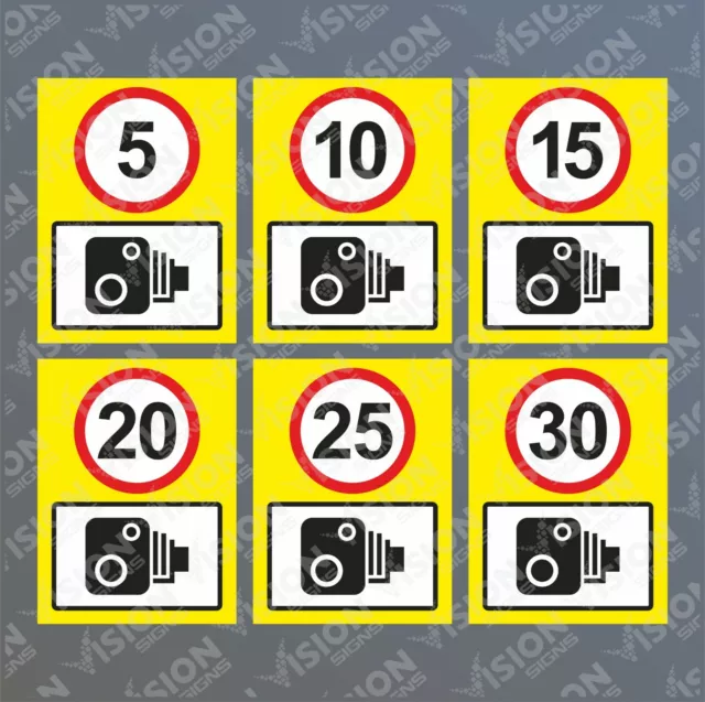 Speed Restriction Signs Slow Down Limit Camera Speeding 5 10 15 20 25 30 MPH