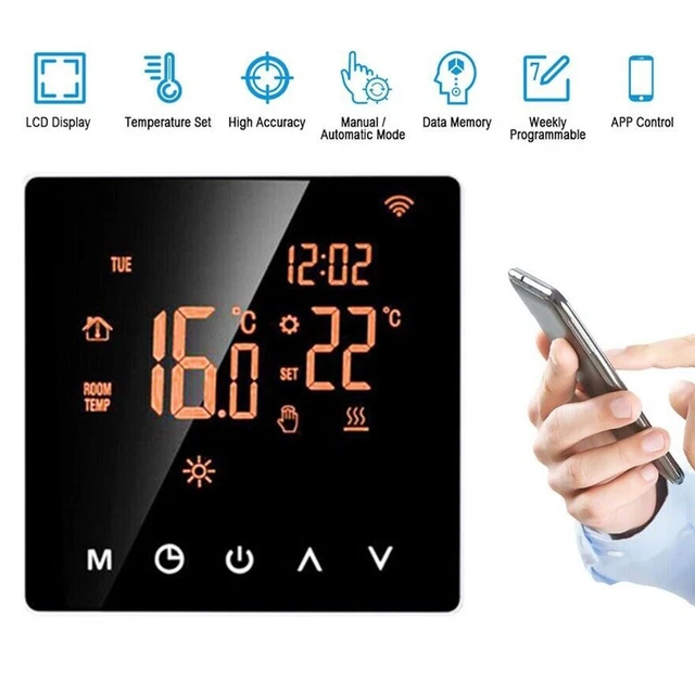 Termostato Ambiente Digitale Da Incasso Con Touch LCD &ndash; Per Riscaldamento A Pavimento E Parete