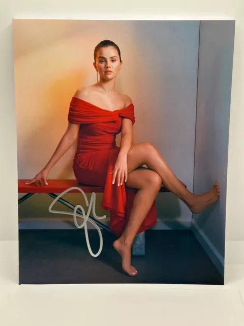 Selena Gomez Legs Red Dress Signed Autographed Photo Authentic 8x10