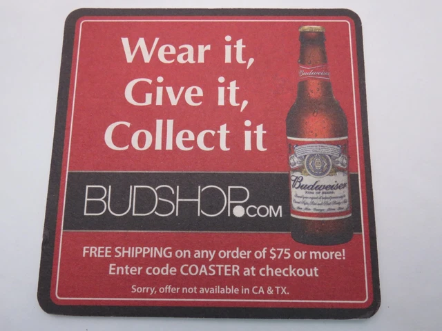 Beer Brewery COASTER ~ Anheuser Busch BUDWEISER ~ Wear It, Give It, Collect It!