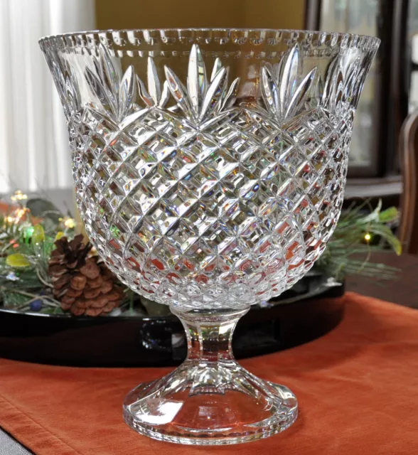 Shannon Cut Clear Crystal Punch / Trifle Centerpiece Bowl  12" tall X 10.5" wide
