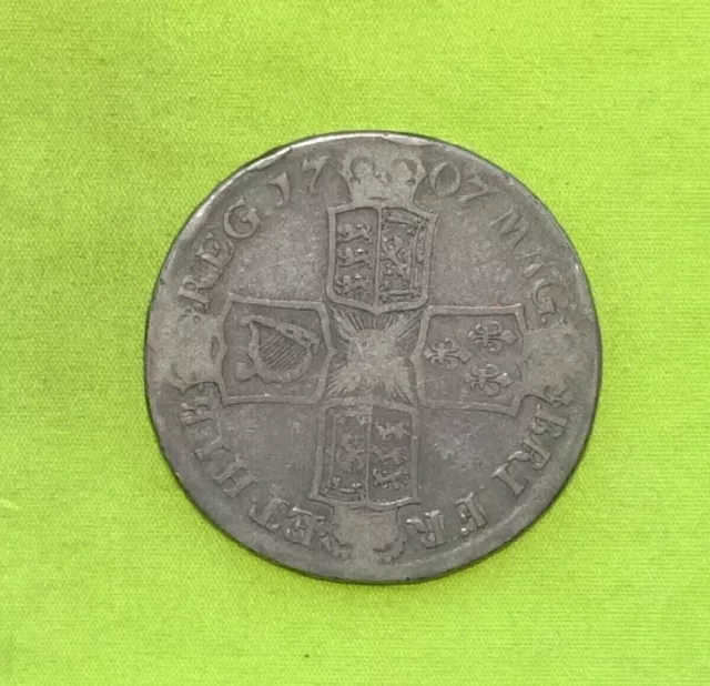 1707 SEXTO E Silver CROWN Coin Queen Anne (1702-14) 29.00 grams ESC 103