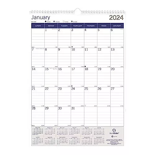 2024 DuraGlobe Monthly Wall Calendar 12 Months January to December Twin-Wire ...