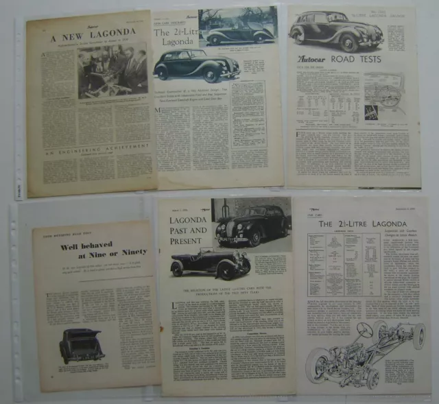 Lagonda 2½ Litre Collection of 6 Articles from various magazines