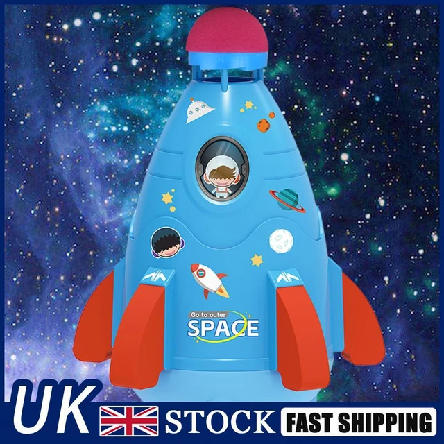 Space Rocket Sprinklers Rotating Water Powered Launcher Summer Fun Toys (Blue)