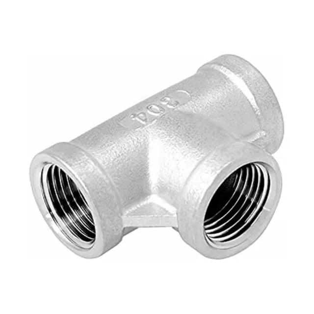 1/2" Tee NPT Female Thread Stainless Steel T Shaped 3 Way Cast Pipe Fitting N906