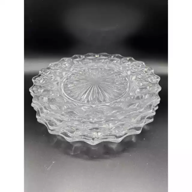 Fostoria 4 dinner plates. American Clear Pattern 2056