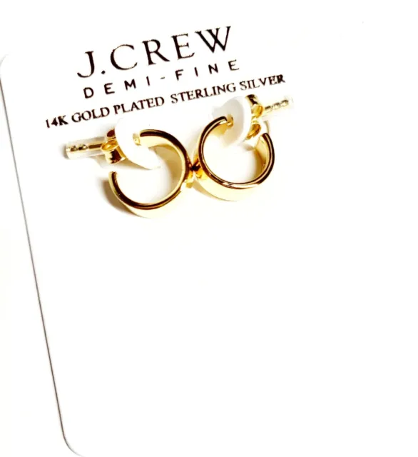 J.Crew Demi Fine 14k Gold Plate Wide Baby Hoop Earring Sterling Silver K6518 NWT