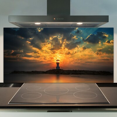 TEGOLA di vetro Splashback da cucina con forno PANNELLO Alaska ACQUA Ghiacciaio 120x60 