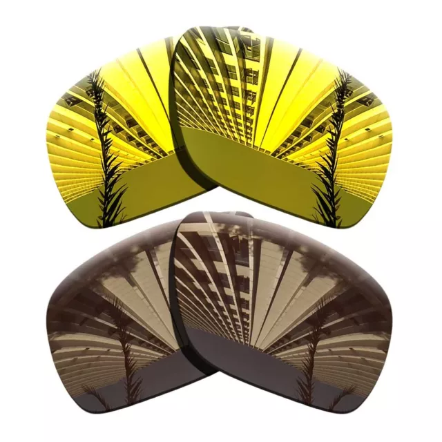 2 Pairs Polarized Lenses Replacement For-Oakley Dispatch 1-Golden+Bronze Brown
