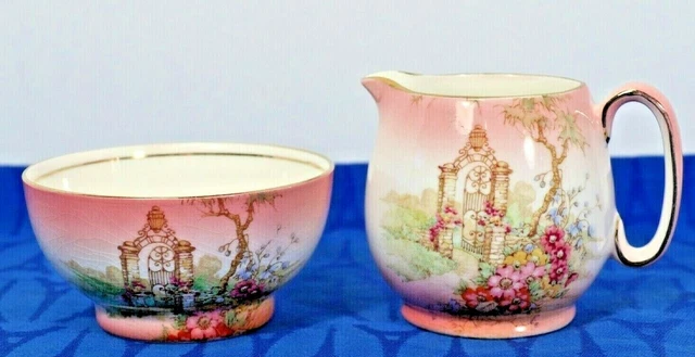 Royal Winton Grimwades  ' Gateway' Pink Sugar Bowl and  Creamer  EUC