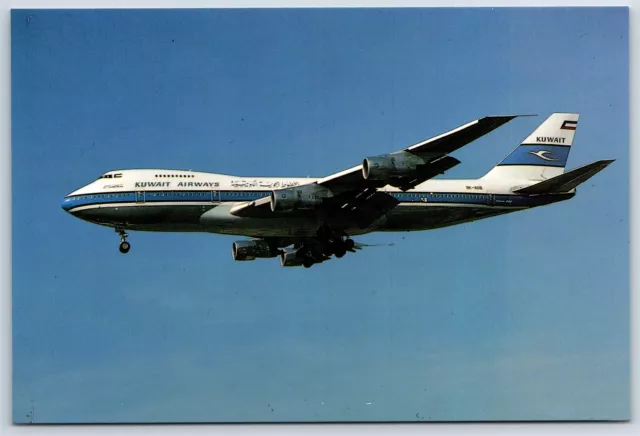 Airplane Postcard Kuwait Airways Airlines Boeing 747 269B In Flight CJ7
