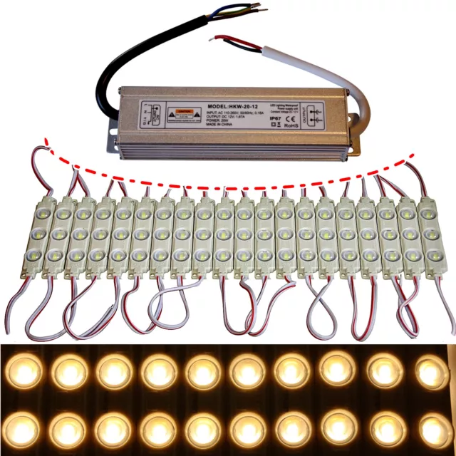 LED Module+Power Supply - Warm 2800 - 3500K - 12V - 3x 5730 SMD Chip Injection